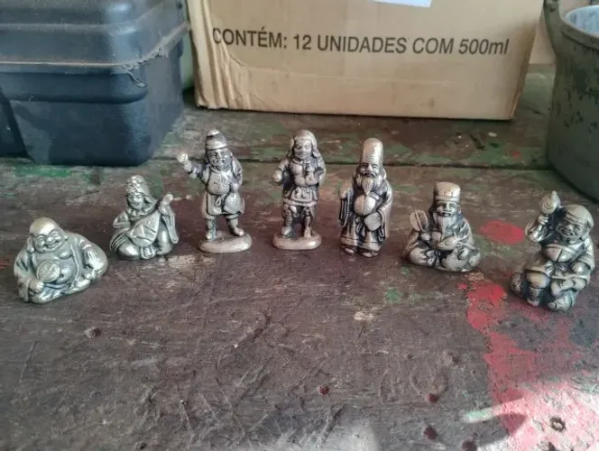 ESTATUETAS OS SETE DEUSES DA SORTE DE COBRE - ORIGINAIS COMPRADOS NO JAPÃO - RARÍSSIMO 