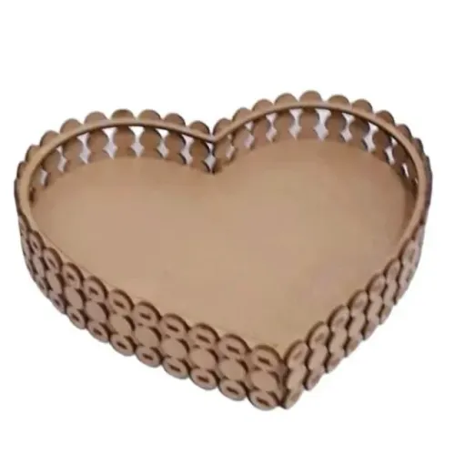 Cesta MDF Cru Coração tamanho G 28cm x 26cm x 4cm
