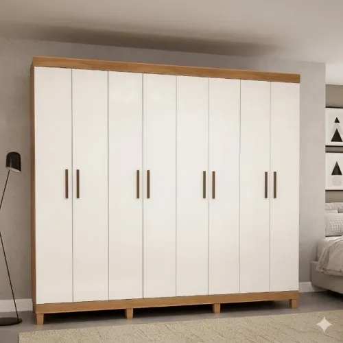 Guarda roupa de casal 8 portas e 4 gavetas golden