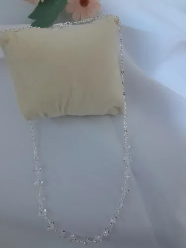 Colar Cascalho Cristal Folheado a Prata 925 com 30 Milésimos
