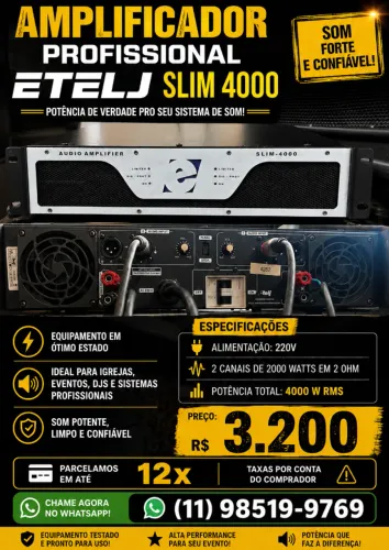Amplificador profissional Etelj Slim 4000