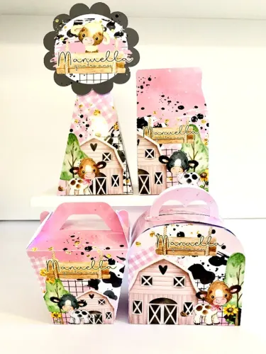 Caixinhas de Aniversário Personalizadas - Fazendinha Rosa