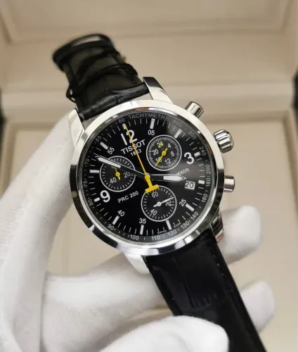 Relógio Masculino Tissot - Prc 200 - Couro preto - Quartzo - Prem AAA+