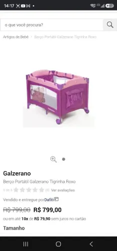 Berço Portátil Galzerano Tigrinha Roxo
