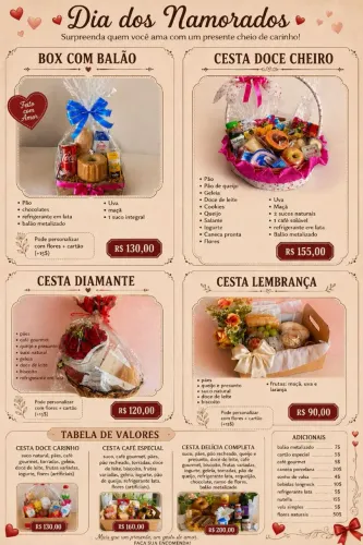 Cesta de Café da Manhã dia dos Namorados 