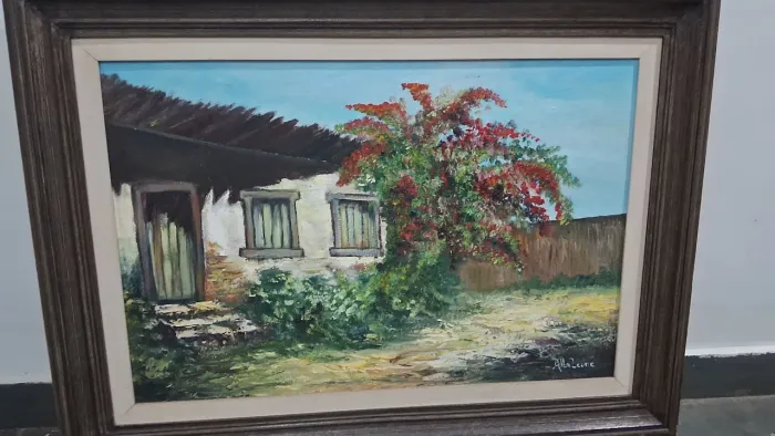 Quadro Pintura sobre óleo casarão mineiro medidas 75x55
