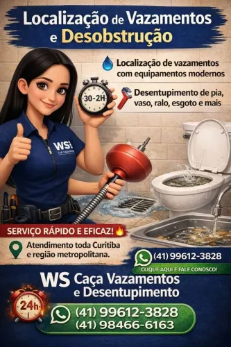 Caça Vazamentos com Geofone e Desentupidora.