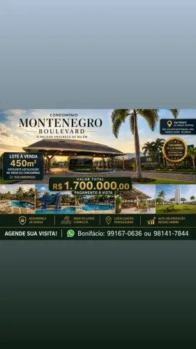 Montenegro Boulevard, excelente Lote, c/ área: 450m² Oportunidade Única