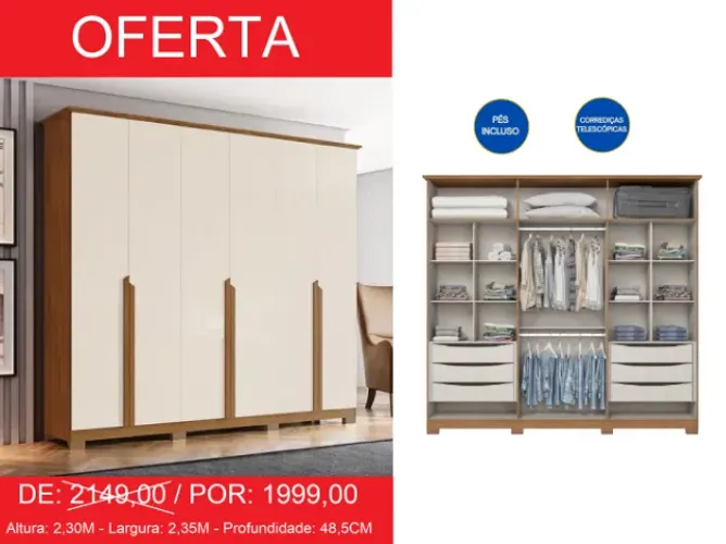 GUARDA ROUPA - OFERTA IMPERDIVEL - CORREDIÇAS TELESCÓPICAS- TEMOS PRONTA ENTREGA