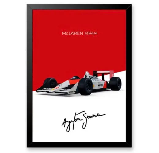 ? Quadro A4 C/Vidro decorativo F1 - McLaren MP4/4 | Ayrton Senna
