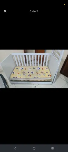 Berço Infantil Branco com Colchão