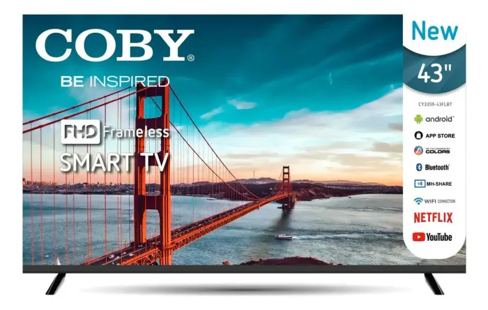 Smart TV Coby 43" Full HD Android TV com Wi-Fi e Google Assistente