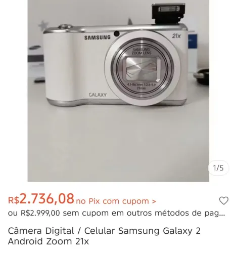 Câmera digital Samsung Galaxy Android
