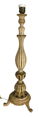Abajur mineiro estilo tochero Madeira nobre patinada de branco