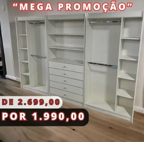 OFERTA IMPERDÍVEL CLOSET COM GAVETAS CABIDEIROS MDF NOVO