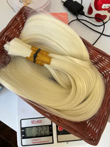 Cabelo bio orgânico loiro platinado 70cm 322G promoção