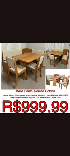 Mesa Canto Alemão Golden