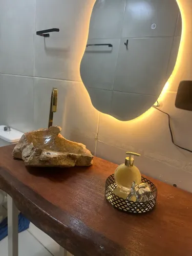 Pia de madeira para banheiro tampo Angelin