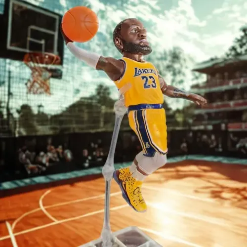 Estatueta do LeBron James Lakers No23 NBA 13cm Com Base PVC
