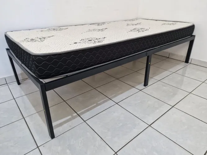 Cama Solteiro Gazin D33 Supreme Espuma<br>15x88x188 + Base Estrado Dobrável