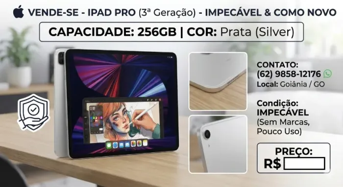Ipad Pro 3rd geração 2018 A1876 12.9 256gb 4gb Ram