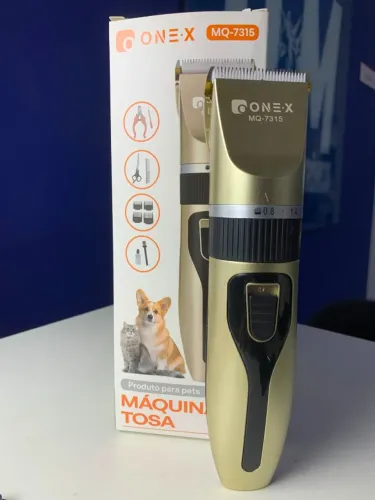 Máquina de Tosa Sem Fio ONE-X MQ-7315 para Cães e Gatos com Pentes e Regulagem (Nova)