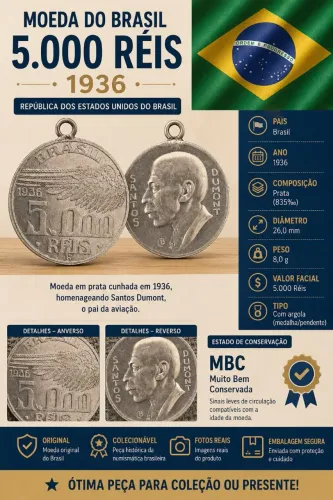 Moeda 5.000 Reis - Brasil (1936)