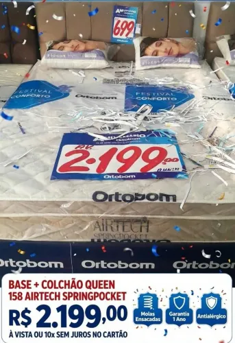 Base + Colchão molas Ensacadas antialérgico ,entrega grátis em toda região..