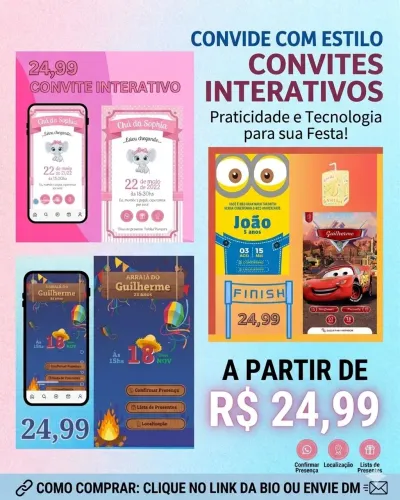 Convite interativo de festa infantil