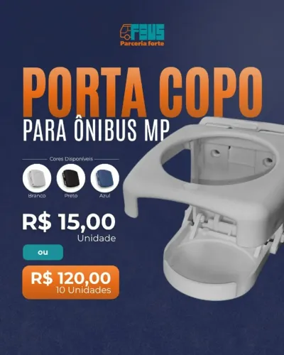 Porta Copo para Ônibus MP - Novo | BRANCO/AZUL OU PRETO
