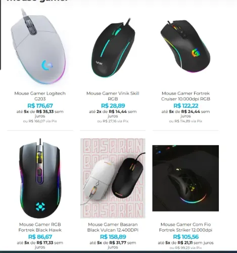 Mouse Gamer à Pronta Entrega - Escolha o Seu!