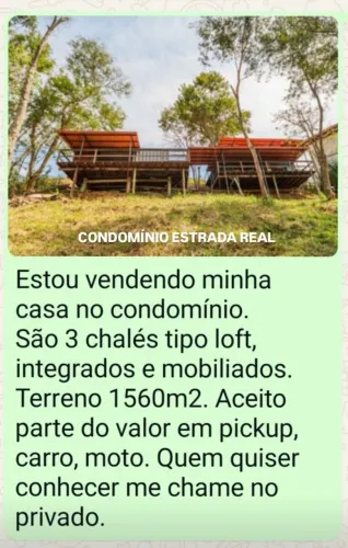 Permuta em sitio. Casa Container 3 chalés), condomínio fechado