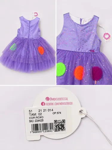 Vestido infantil de festa, NOVO, TAM 2 anos.