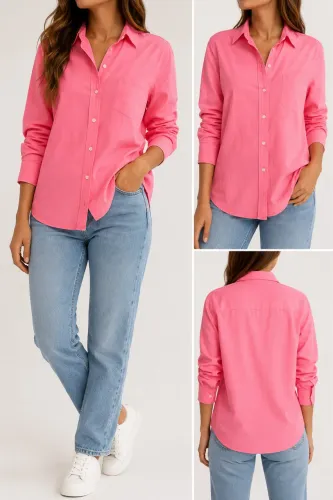 Camisa Gap Rosa Neon XL - Manga Longa