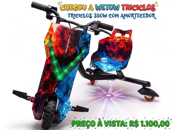 Triciclo elétrico drift 350w com amortecedor modelo maior