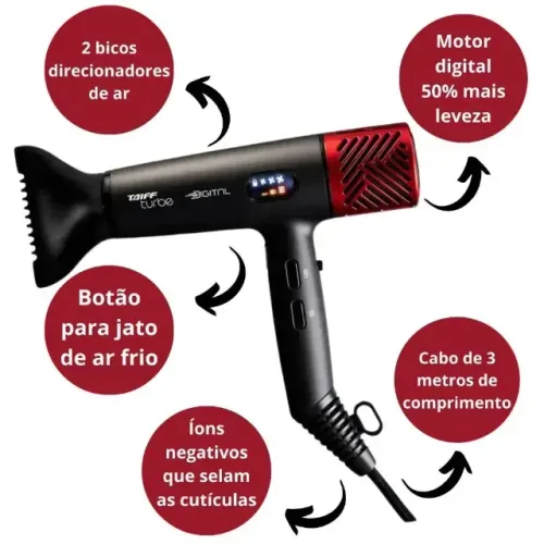Secador Turbe Digital 2400W 127V - Novo, Lacrado, com Nota Fiscal e Garantia
