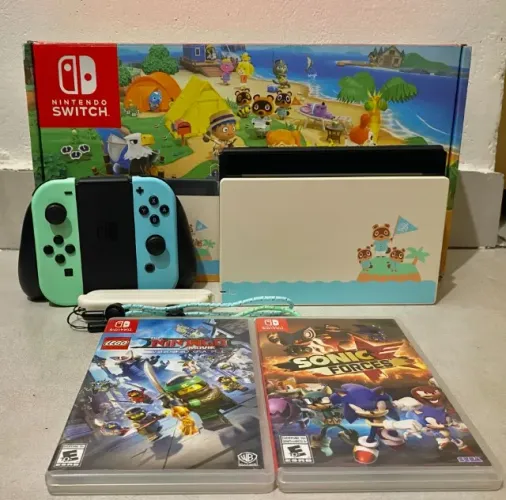 Nintendo Switch V2 Animal Crossing Edition 32GB + 2 Jogos