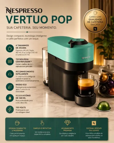 Cafeteira Nespresso Vertuo Pop. Nova