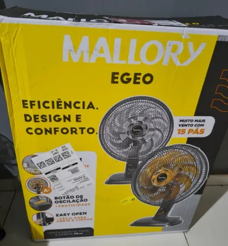 Ventilador de Mesa e Parede Mallory Egeo - Novo, lacrado, na caixa, com nota fiscal.