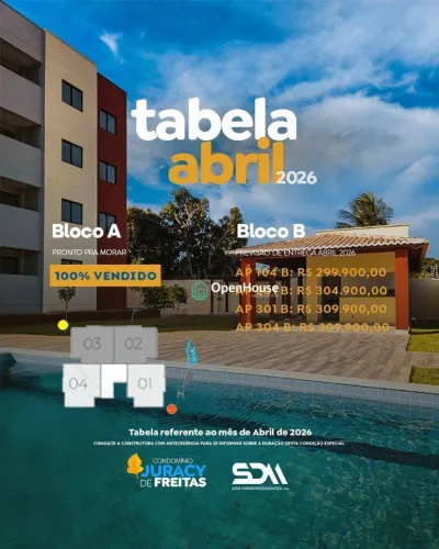 Ultimas unidades no Condomínio Juracy de Freitas, há 400 metros do Supermercado Favorito d