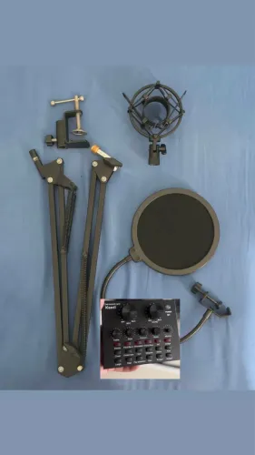Braço articulado + aranha + Interface De Audio V8 + Pop filter