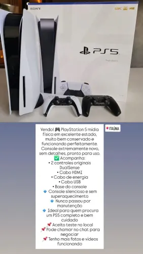 PlayStation 5 - Mídia Física com 2 Controles
