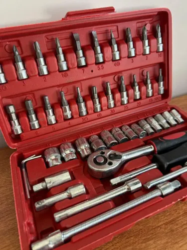 Kit jogo de chaves soquete 46 peças