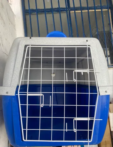 Caixa Transporte Click New Número 4 Azul Cão Grande Rodinhas Ventilação 90cm
