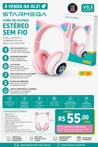 Headphone St-28 Orelha de Gatinho