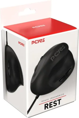 Mouse Ergonomico Rest 2400DPI Silent Click Cabo 1,8m - Pcyes MRSC01 - Loja Coimbra