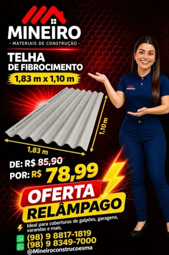 Telha fibrocimento 1.83x1.10