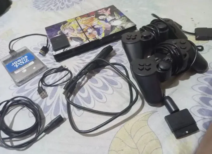Videogame completo com dois controles ps2 com HD com 150 jogos