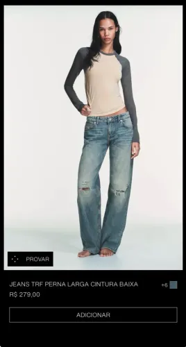 jeans trf perna larga cintura baixa - 36