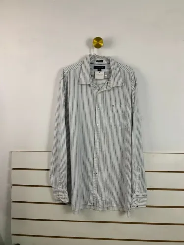 Camisa Tommy Hilfiger Listrada 100% Algodão Original - Tam GG (Unissex / Chemise)